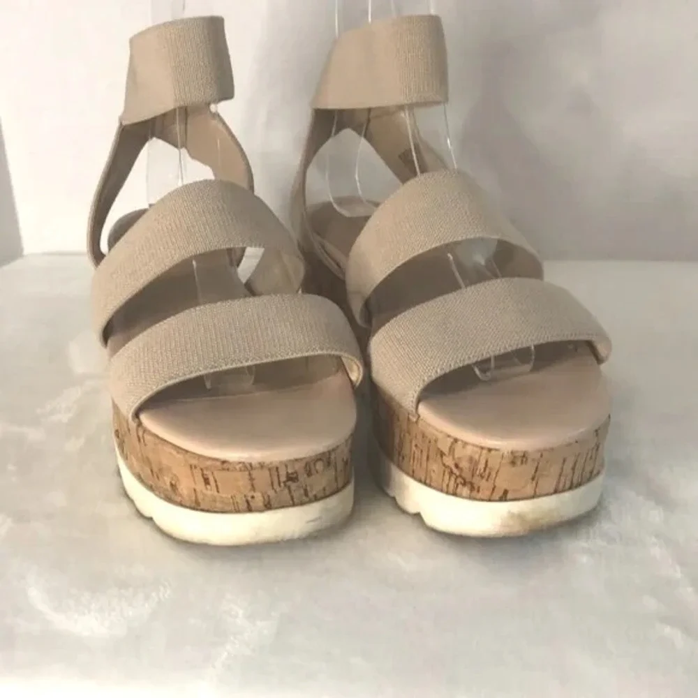 MADDEN GIRL Bandi Elastic Cork Wedge Platform Sandal‎ Beige Women's Size 7M